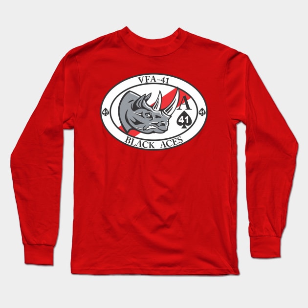 VFA-41 Black Aces - Rhino Long Sleeve T-Shirt by MBK